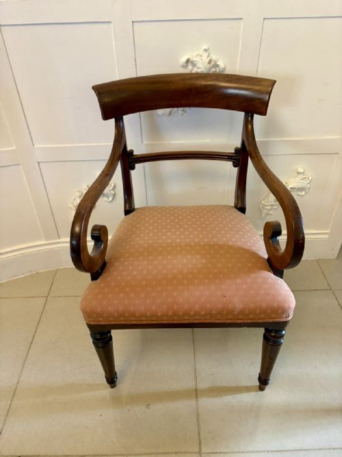 ANTIQUE REGENCY MAHOGANY SET OF 6 DINING CHAIRS INCLUDING 2 CARVERS - ADDITIONAL PHOTO 9