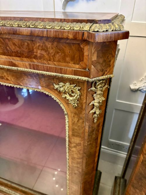 ANTIQUE EXCEPTIONAL PAIR OF VICTORIAN BURR WALNUT PIER CABINETS WITH ORMOLU MOUNTS - ADDITIONAL PHOTO 7