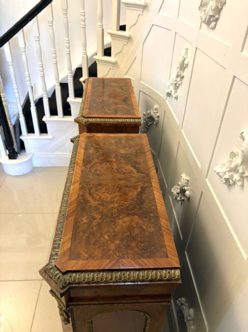 ANTIQUE EXCEPTIONAL PAIR OF VICTORIAN BURR WALNUT PIER CABINETS WITH ORMOLU MOUNTS - ADDITIONAL PHOTO 10