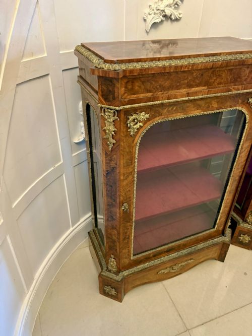 ANTIQUE EXCEPTIONAL PAIR OF VICTORIAN BURR WALNUT PIER CABINETS WITH ORMOLU MOUNTS - ADDITIONAL PHOTO 12