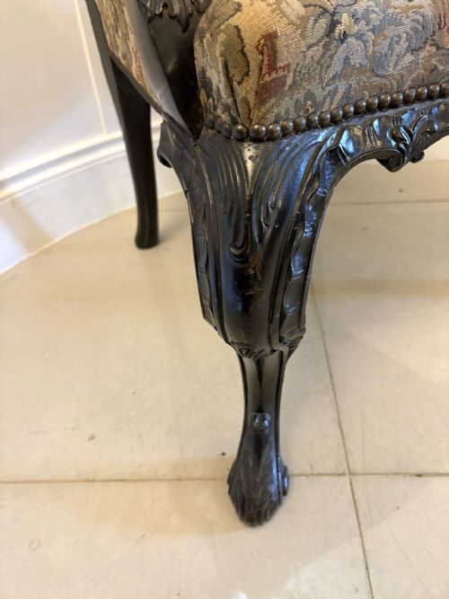ANTIQUE EXCEPTIONAL VICTORIAN CARVED MAHOGANY CHIPPENDALE STYLE RIBBON BACK DESK CHAIR - ADDITIONAL PHOTO 2