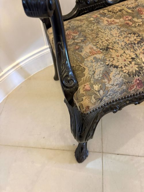 ANTIQUE EXCEPTIONAL VICTORIAN CARVED MAHOGANY CHIPPENDALE STYLE RIBBON BACK DESK CHAIR - ADDITIONAL PHOTO 3