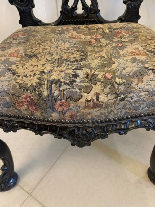 ANTIQUE EXCEPTIONAL VICTORIAN CARVED MAHOGANY CHIPPENDALE STYLE RIBBON BACK DESK CHAIR - ADDITIONAL PHOTO 6