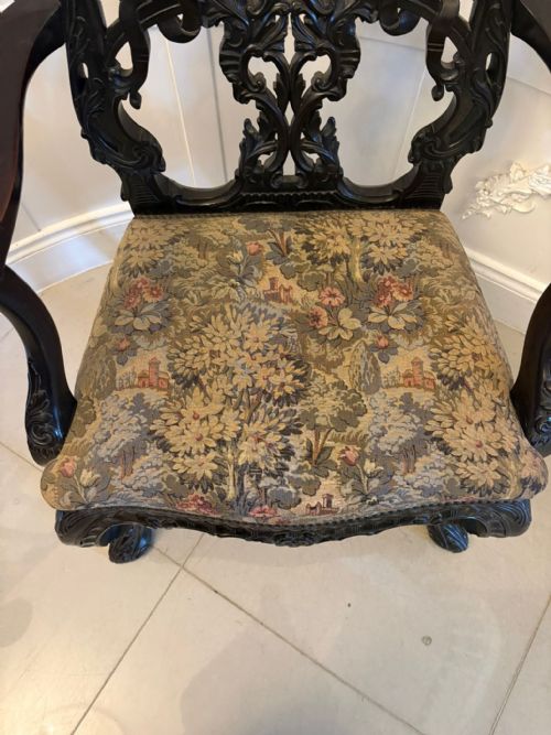 ANTIQUE EXCEPTIONAL VICTORIAN CARVED MAHOGANY CHIPPENDALE STYLE RIBBON BACK DESK CHAIR - ADDITIONAL PHOTO 7