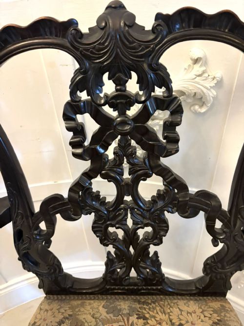 ANTIQUE EXCEPTIONAL VICTORIAN CARVED MAHOGANY CHIPPENDALE STYLE RIBBON BACK DESK CHAIR - ADDITIONAL PHOTO 8