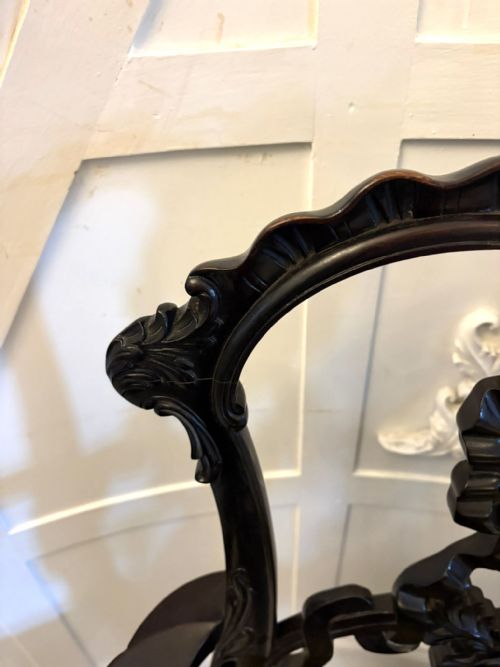 ANTIQUE EXCEPTIONAL VICTORIAN CARVED MAHOGANY CHIPPENDALE STYLE RIBBON BACK DESK CHAIR - ADDITIONAL PHOTO 9