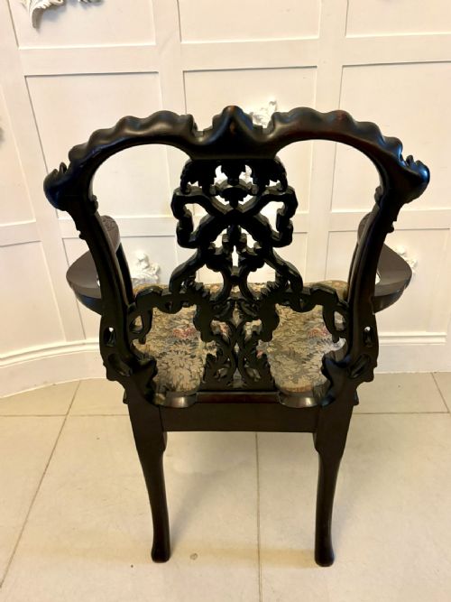 ANTIQUE EXCEPTIONAL VICTORIAN CARVED MAHOGANY CHIPPENDALE STYLE RIBBON BACK DESK CHAIR - ADDITIONAL PHOTO 12