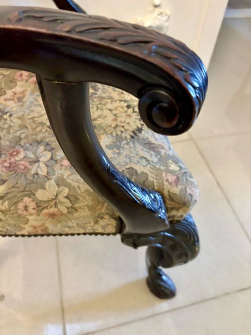 ANTIQUE EXCEPTIONAL VICTORIAN CARVED MAHOGANY CHIPPENDALE STYLE RIBBON BACK DESK CHAIR - ADDITIONAL PHOTO 13