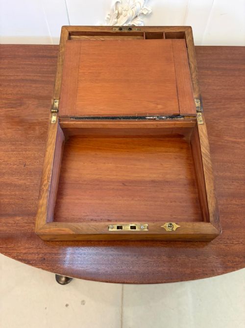 ANTIQUE VICTORIAN FIGURED WALNUT WRITING SLOPE LAP DESK WITH FITTED INTERIOR - ADDITIONAL PHOTO 4