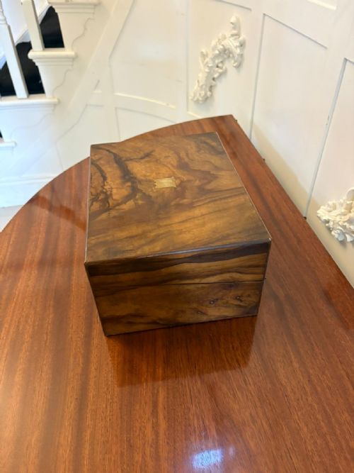 ANTIQUE VICTORIAN FIGURED WALNUT WRITING SLOPE LAP DESK WITH FITTED INTERIOR - ADDITIONAL PHOTO 7