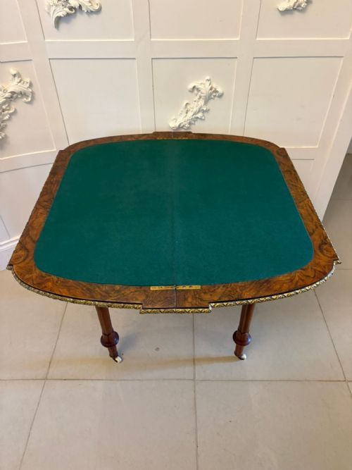 ANTIQUE VICTORIAN BURR WALNUT CARD CONSOLE TABLE WITH ORMOLU MOUNTS AND INLAY - ADDITIONAL PHOTO 6