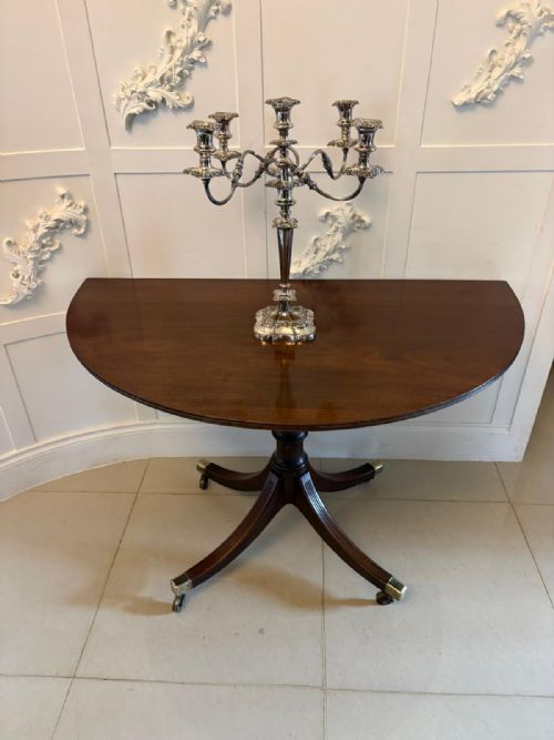 ANTIQUE GEORGIAN MAHOGANY TRIPLE PILLAR DINING TABLE 1214 SEATER EXTENDING WITH TWO LEAVES - ADDITIONAL PHOTO 11