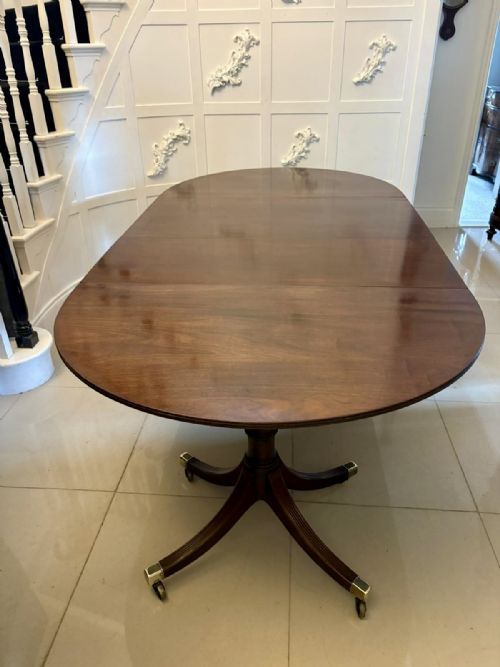 ANTIQUE GEORGIAN MAHOGANY TRIPLE PILLAR DINING TABLE 1214 SEATER EXTENDING WITH TWO LEAVES - ADDITIONAL PHOTO 13