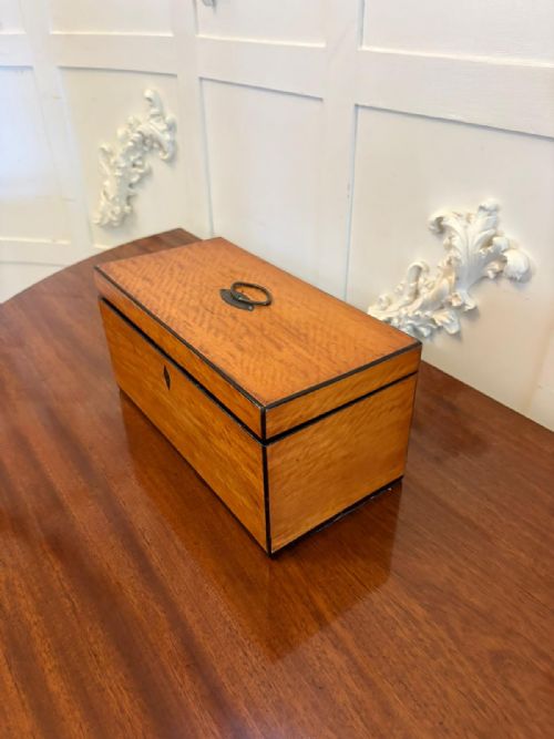 ANTIQUE GEORGIAN SATINWOOD TEA CADDY BOX WITH ORIGINAL GLASS BOWL AND MIXING STICK - ADDITIONAL PHOTO 7