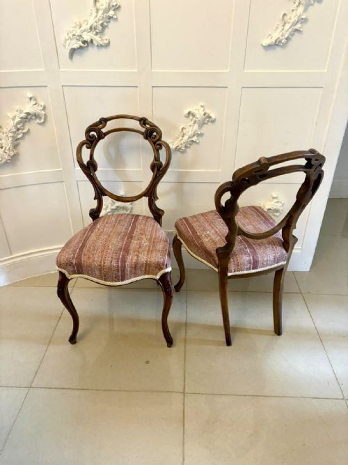 ANTIQUE VICTORIAN CARVED WALNUT BALLOON BACK DINING CHAIRS SET OF FOUR - ADDITIONAL PHOTO 3