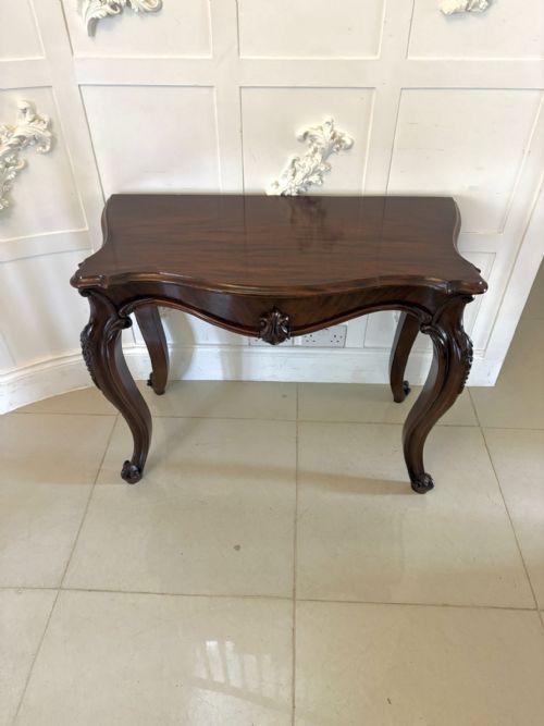 ANTIQUE ENGLISH VICTORIAN MAHOGANY SERPENTINE CONSOLE HALL TABLE - ADDITIONAL PHOTO 6