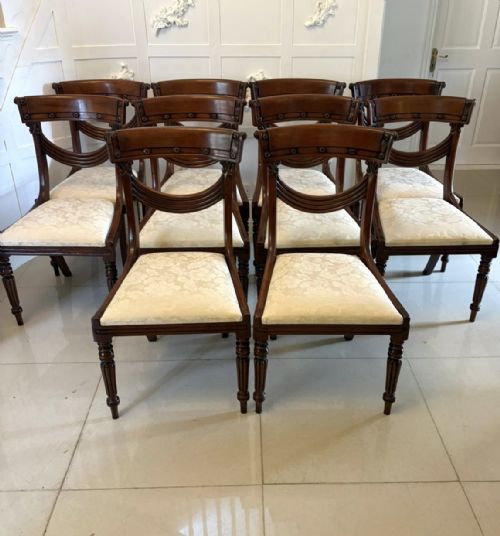 antique english regency style mahogany dining chairs set of ten - CATEGORY: ANTIQUE CHAIRS - DATED 1920