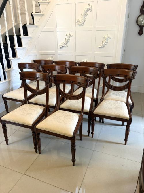 ANTIQUE ENGLISH REGENCY STYLE MAHOGANY DINING CHAIRS SET OF TEN - ADDITIONAL PHOTO 11