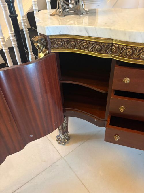 ANTIQUE FRENCH ORMOLU MOUNTED MARBLE TOP SIDEBOARD CABINET - ADDITIONAL PHOTO 8