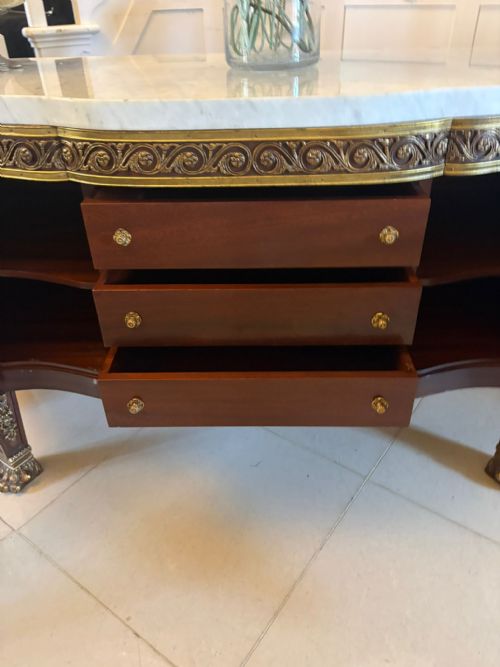 ANTIQUE FRENCH ORMOLU MOUNTED MARBLE TOP SIDEBOARD CABINET - ADDITIONAL PHOTO 12