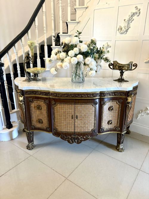 ANTIQUE FRENCH ORMOLU MOUNTED MARBLE TOP SIDEBOARD CABINET - ADDITIONAL PHOTO 14
