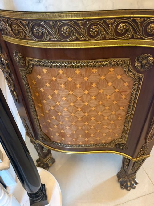 ANTIQUE FRENCH ORMOLU MOUNTED MARBLE TOP SIDEBOARD CABINET - ADDITIONAL PHOTO 15