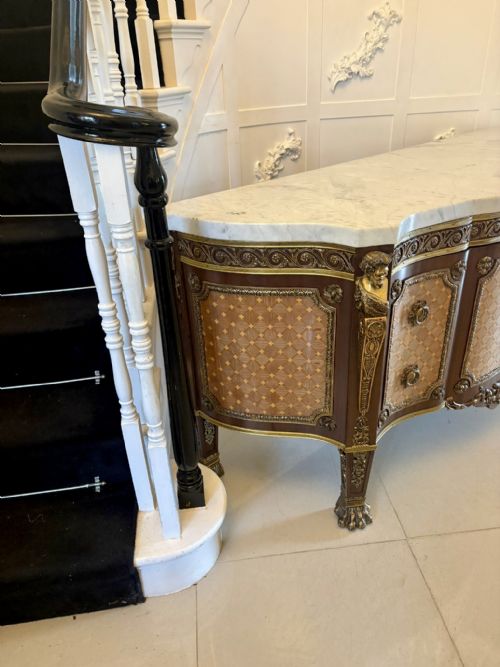 ANTIQUE FRENCH ORMOLU MOUNTED MARBLE TOP SIDEBOARD CABINET - ADDITIONAL PHOTO 21