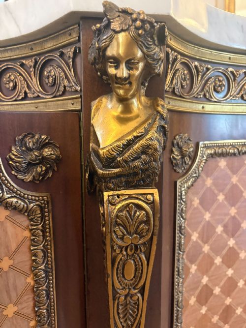 ANTIQUE FRENCH ORMOLU MOUNTED MARBLE TOP SIDEBOARD CABINET - ADDITIONAL PHOTO 2