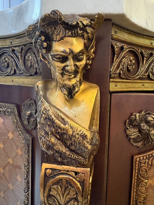 ANTIQUE FRENCH ORMOLU MOUNTED MARBLE TOP SIDEBOARD CABINET - ADDITIONAL PHOTO 3