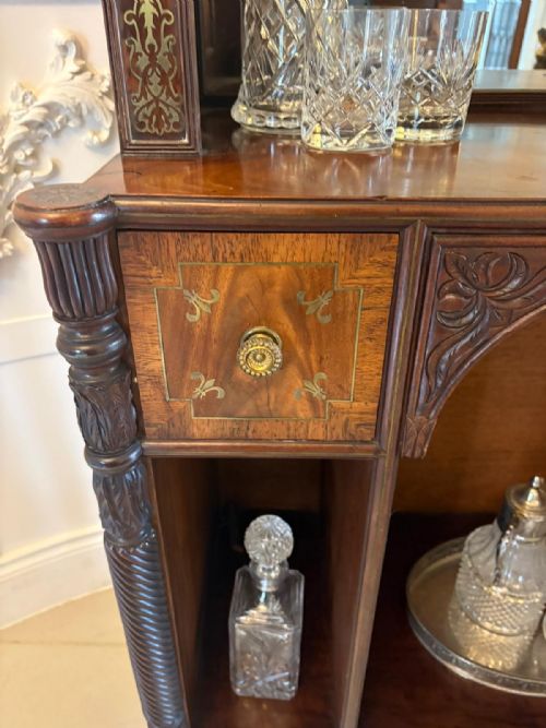 ANTIQUE REGENCY ROSEWOOD BRASS INLAID OPEN BOOKCASE CHIFFONIER - ADDITIONAL PHOTO 3