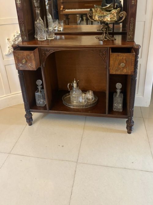 ANTIQUE REGENCY ROSEWOOD BRASS INLAID OPEN BOOKCASE CHIFFONIER - ADDITIONAL PHOTO 4
