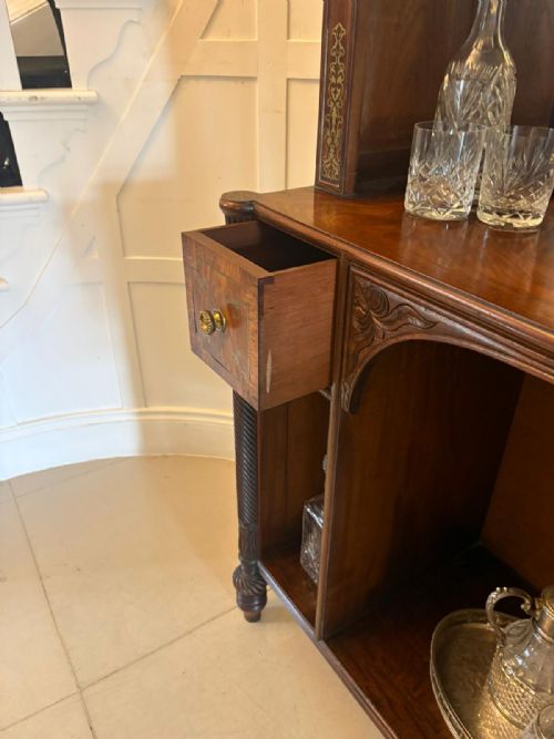ANTIQUE REGENCY ROSEWOOD BRASS INLAID OPEN BOOKCASE CHIFFONIER - ADDITIONAL PHOTO 9