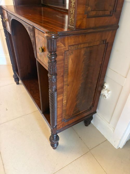ANTIQUE REGENCY ROSEWOOD BRASS INLAID OPEN BOOKCASE CHIFFONIER - ADDITIONAL PHOTO 12