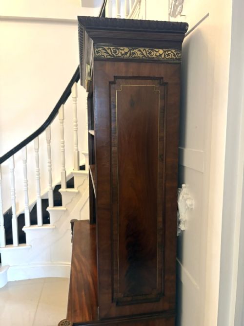 ANTIQUE REGENCY ROSEWOOD BRASS INLAID OPEN BOOKCASE CHIFFONIER - ADDITIONAL PHOTO 14