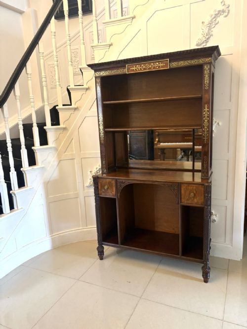 ANTIQUE REGENCY ROSEWOOD BRASS INLAID OPEN BOOKCASE CHIFFONIER - ADDITIONAL PHOTO 19