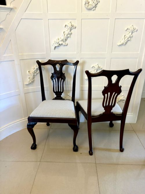 ANTIQUE SET OF 10 IRISH MID 19TH CENTURY CARVED MAHOGANY DINING CHAIRS CARVERS BALL CLAW FEET - ADDITIONAL PHOTO 3
