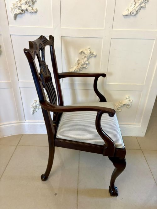 ANTIQUE SET OF 10 IRISH MID 19TH CENTURY CARVED MAHOGANY DINING CHAIRS CARVERS BALL CLAW FEET - ADDITIONAL PHOTO 8