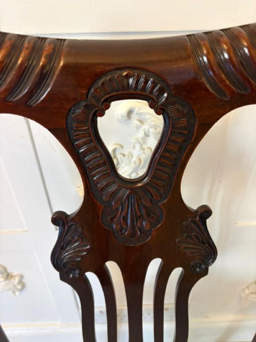 ANTIQUE SET OF 10 IRISH MID 19TH CENTURY CARVED MAHOGANY DINING CHAIRS CARVERS BALL CLAW FEET - ADDITIONAL PHOTO 11
