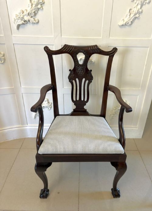 ANTIQUE SET OF 10 IRISH MID 19TH CENTURY CARVED MAHOGANY DINING CHAIRS CARVERS BALL CLAW FEET - ADDITIONAL PHOTO 13