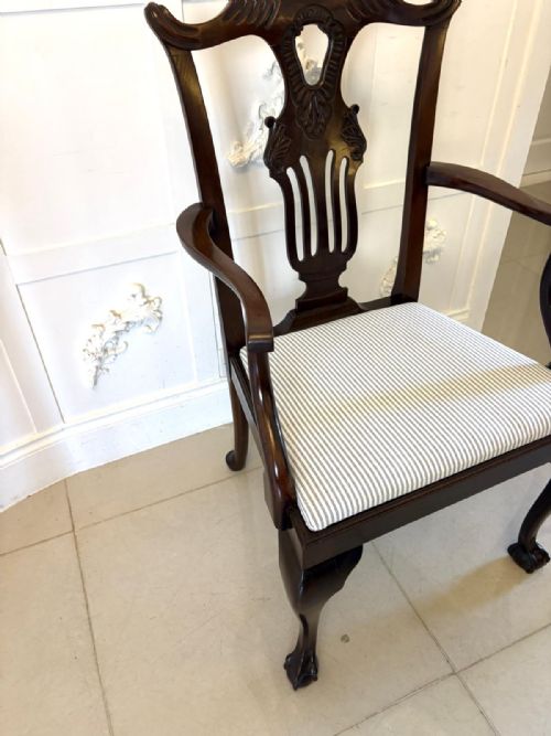 ANTIQUE SET OF 10 IRISH MID 19TH CENTURY CARVED MAHOGANY DINING CHAIRS CARVERS BALL CLAW FEET - ADDITIONAL PHOTO 15