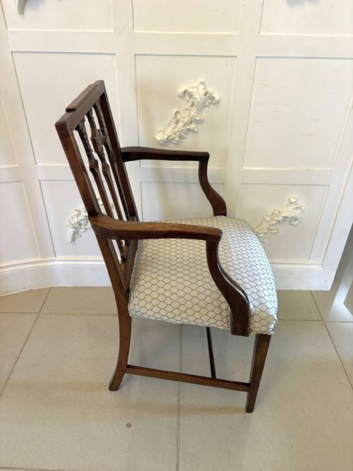 ANTIQUE VICTORIAN ENGLISH MAHOGANY DINING CHAIRS SET OF 8 CARVERS NEWLY UPHOLSTERED - ADDITIONAL PHOTO 3