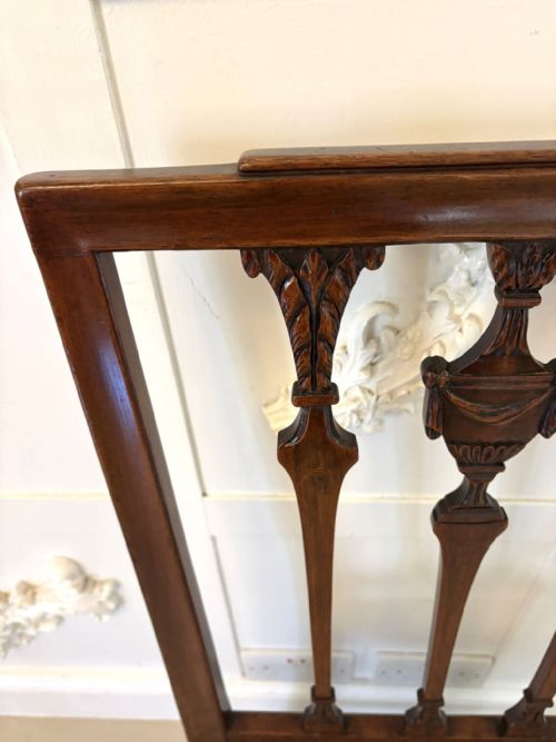 ANTIQUE VICTORIAN ENGLISH MAHOGANY DINING CHAIRS SET OF 8 CARVERS NEWLY UPHOLSTERED - ADDITIONAL PHOTO 9
