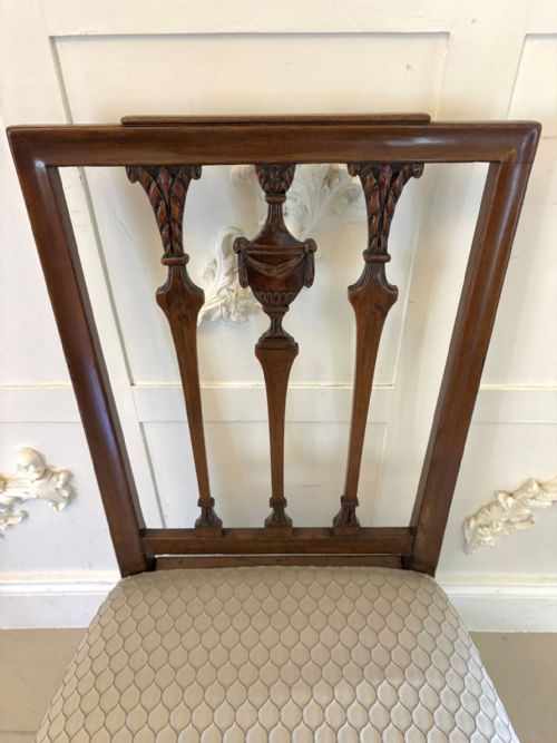 ANTIQUE VICTORIAN ENGLISH MAHOGANY DINING CHAIRS SET OF 8 CARVERS NEWLY UPHOLSTERED - ADDITIONAL PHOTO 10