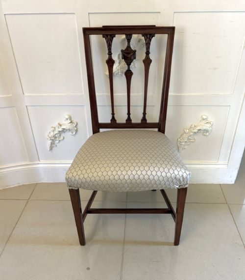 ANTIQUE VICTORIAN ENGLISH MAHOGANY DINING CHAIRS SET OF 8 CARVERS NEWLY UPHOLSTERED - ADDITIONAL PHOTO 11