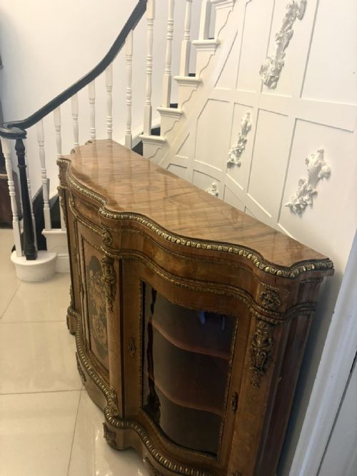 ANTIQUE EXCEPTIONAL 4 DOOR SERPENTINE MARQUETRY CREDENZA EXHIBITION QUALITY - ADDITIONAL PHOTO 2