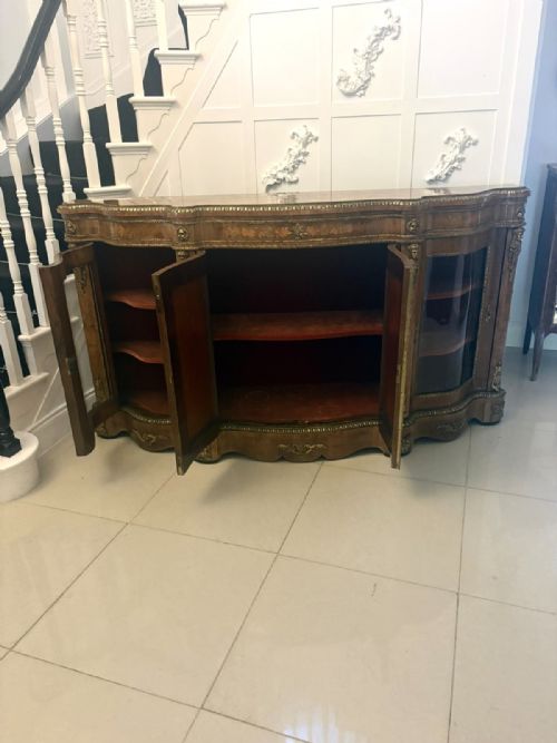 ANTIQUE EXCEPTIONAL 4 DOOR SERPENTINE MARQUETRY CREDENZA EXHIBITION QUALITY - ADDITIONAL PHOTO 6
