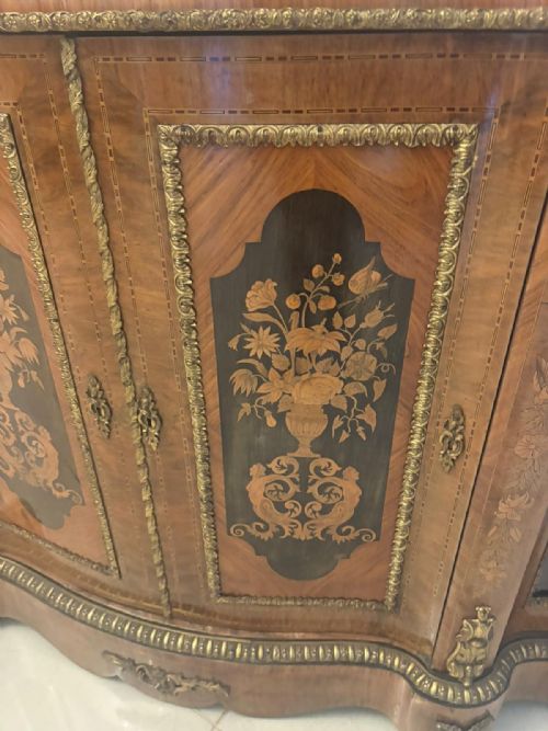 ANTIQUE EXCEPTIONAL 4 DOOR SERPENTINE MARQUETRY CREDENZA EXHIBITION QUALITY - ADDITIONAL PHOTO 7