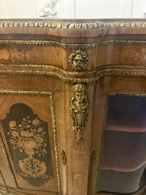 ANTIQUE EXCEPTIONAL 4 DOOR SERPENTINE MARQUETRY CREDENZA EXHIBITION QUALITY - ADDITIONAL PHOTO 9