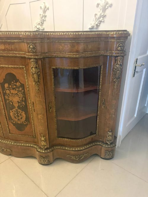 ANTIQUE EXCEPTIONAL 4 DOOR SERPENTINE MARQUETRY CREDENZA EXHIBITION QUALITY - ADDITIONAL PHOTO 14