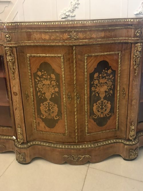 ANTIQUE EXCEPTIONAL 4 DOOR SERPENTINE MARQUETRY CREDENZA EXHIBITION QUALITY - ADDITIONAL PHOTO 16